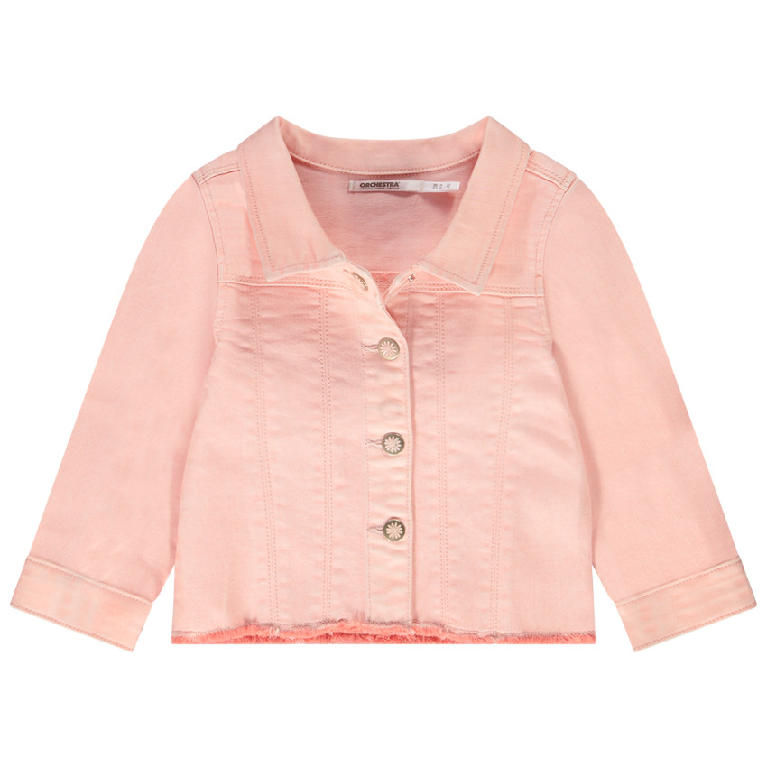 Veste en denim avec boutons fleuri pour bébé fille 