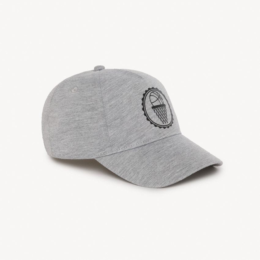 Grijze fleecepet met basketballprint voor jongens 