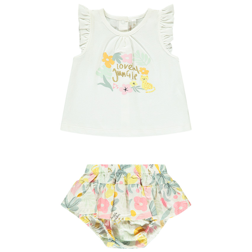 Ensemble 2 pièces avec bloomer effet 2 en 1 pour bébé fille 