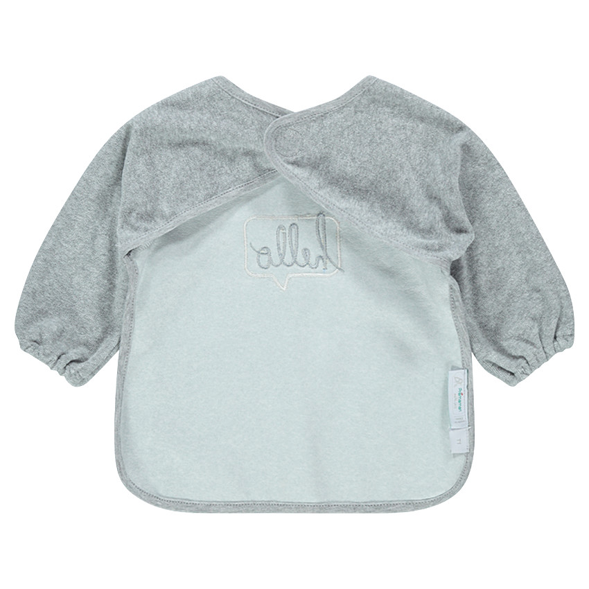 Bavoir manches longues doublé PVC avec motif brodé 