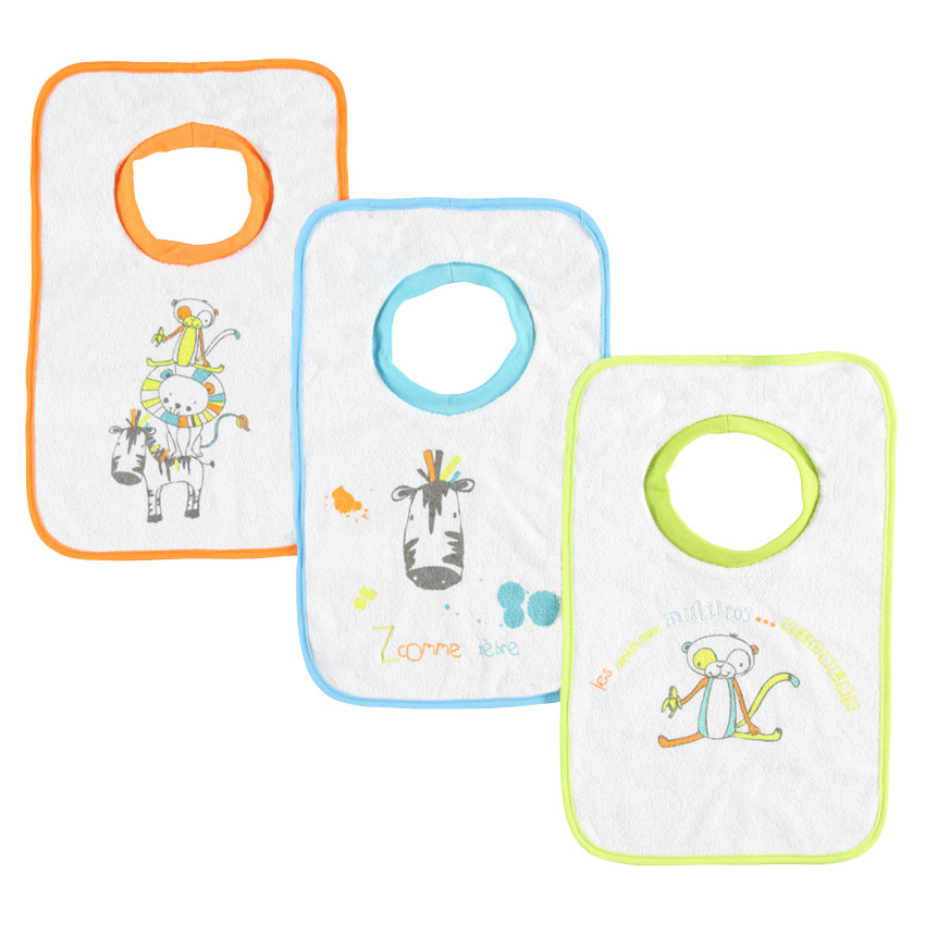 Lot de 3 bavoirs en coton éponge  