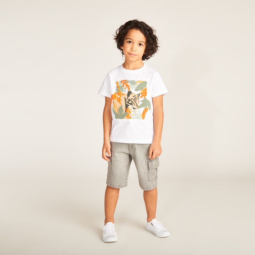 T-shirt manches courtes print fantaisie avec patch bouclettes garçon 