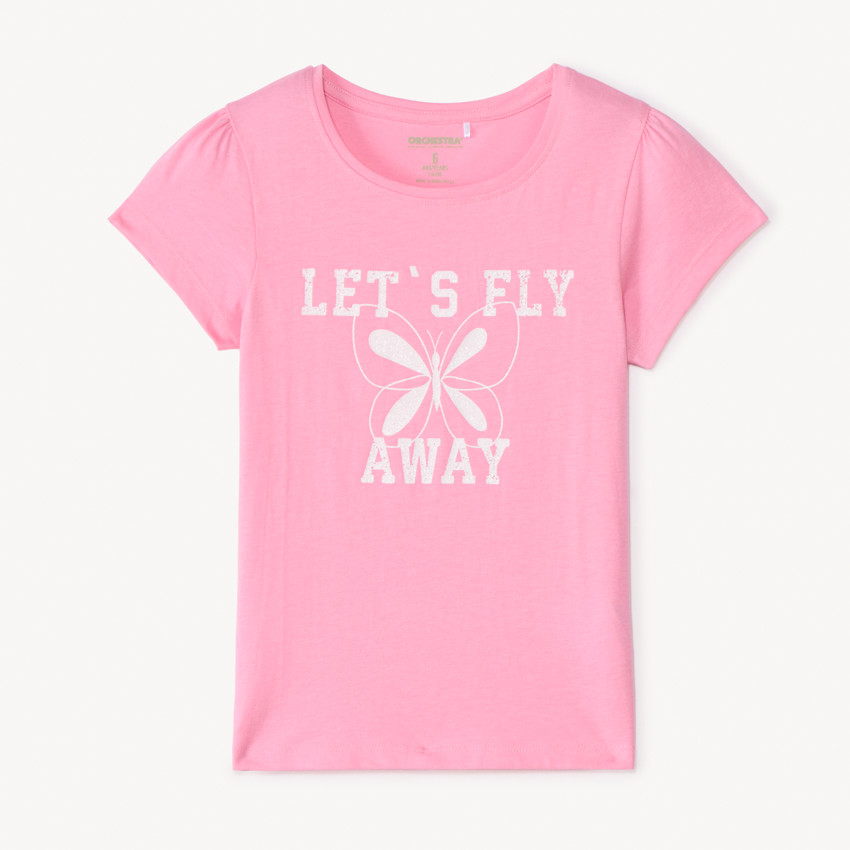 T-shirt manches courtes à print pailleté pour fille 