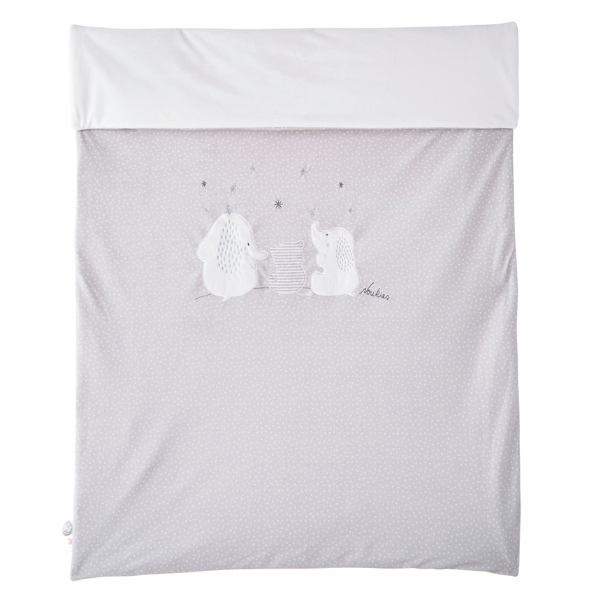 Couverture Anna et Milo en Veloudoux 100 x 140 cm - Gris/Ecru  