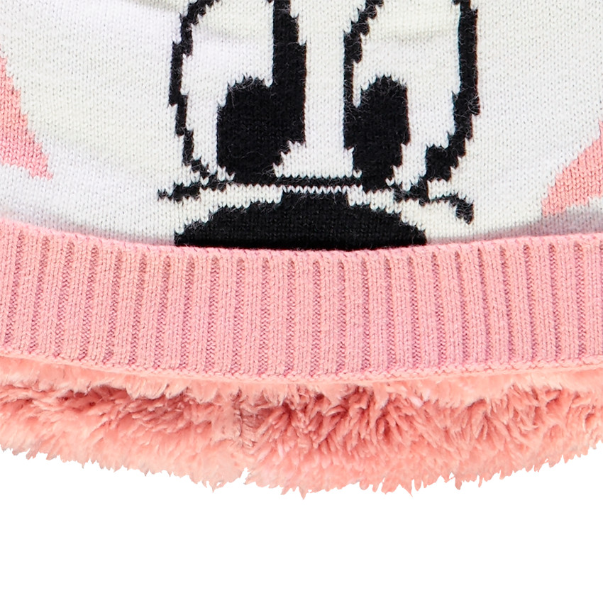 Bonnet en tricot motif Minnie Disney doublé sherpa 