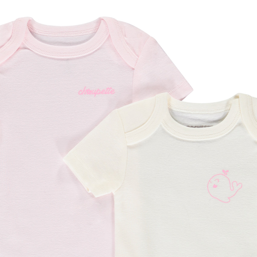 Lot de 5 bodies manches courtes printés pour bébé fille 