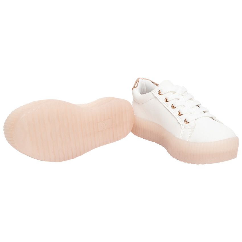 Lage sneakers met veters en dikke roze zool voor meisjes 