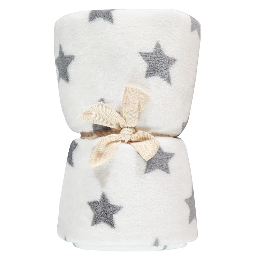 Deken in sherpa met sterrenprint 80x110 cm 