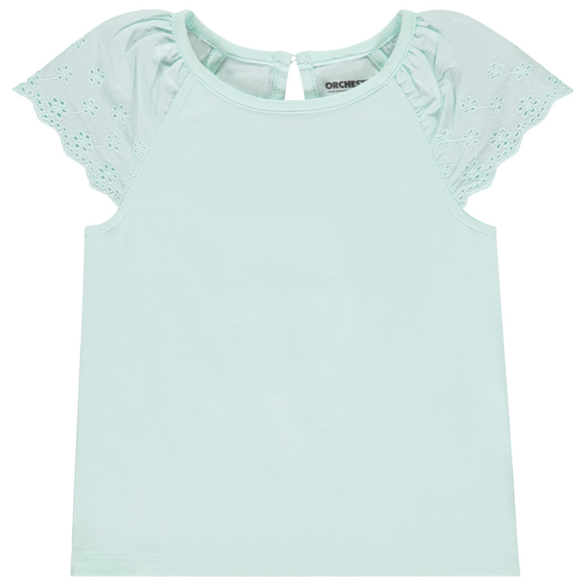 T-shirt met korte mouwen in Engels borduursel voor baby meisjes 