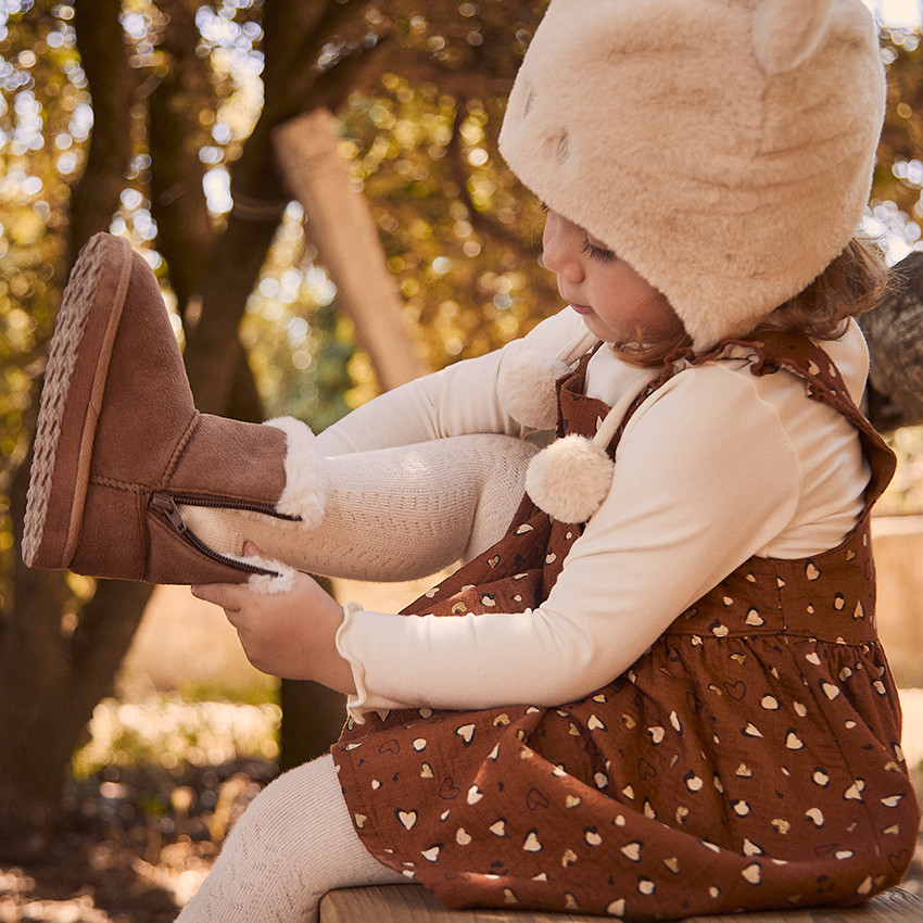 Ensemble sous-pull + robe imprimée cœurs pour bébé fille 