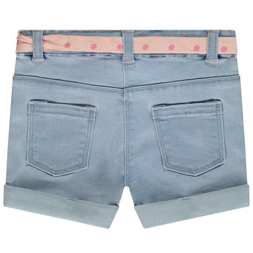 Short en jean avec ceinture à nouer et sequins pour bébé fille 