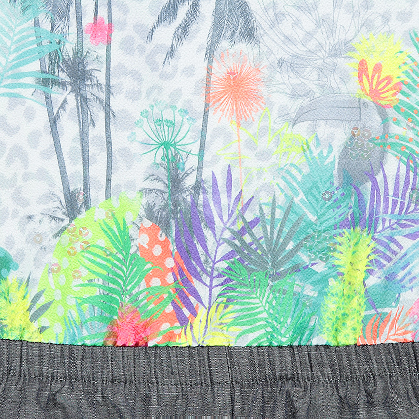 Combishort bi-matière imprimé tropical 