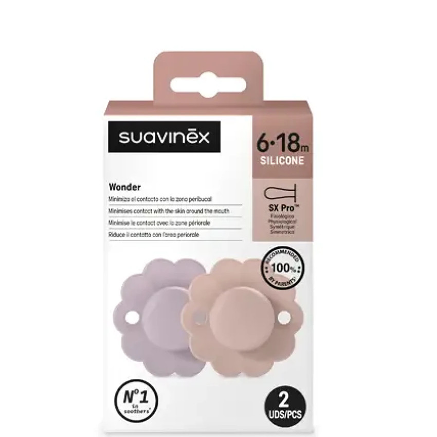 Sucette Wonder silicone Lavande/Mauve 6/18M 2 pcs 