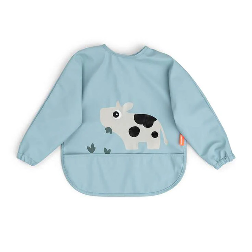 Bavoir tablier imperméable à poche Tiny Farm bleu 