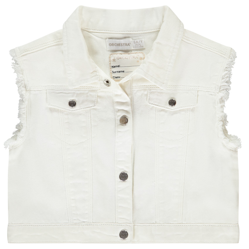 Mouwloze jeansvest met raw cut voor meisjes 