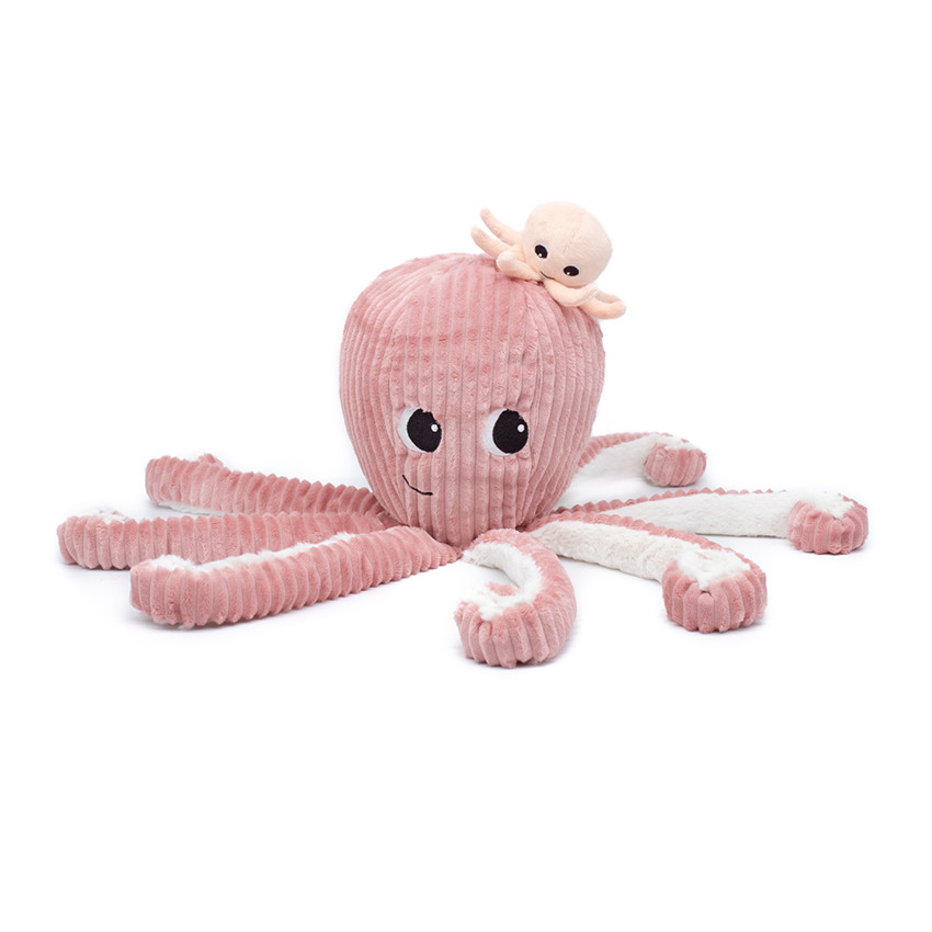 Peluche Ptipotos maman pieuvre et son bébé rose 