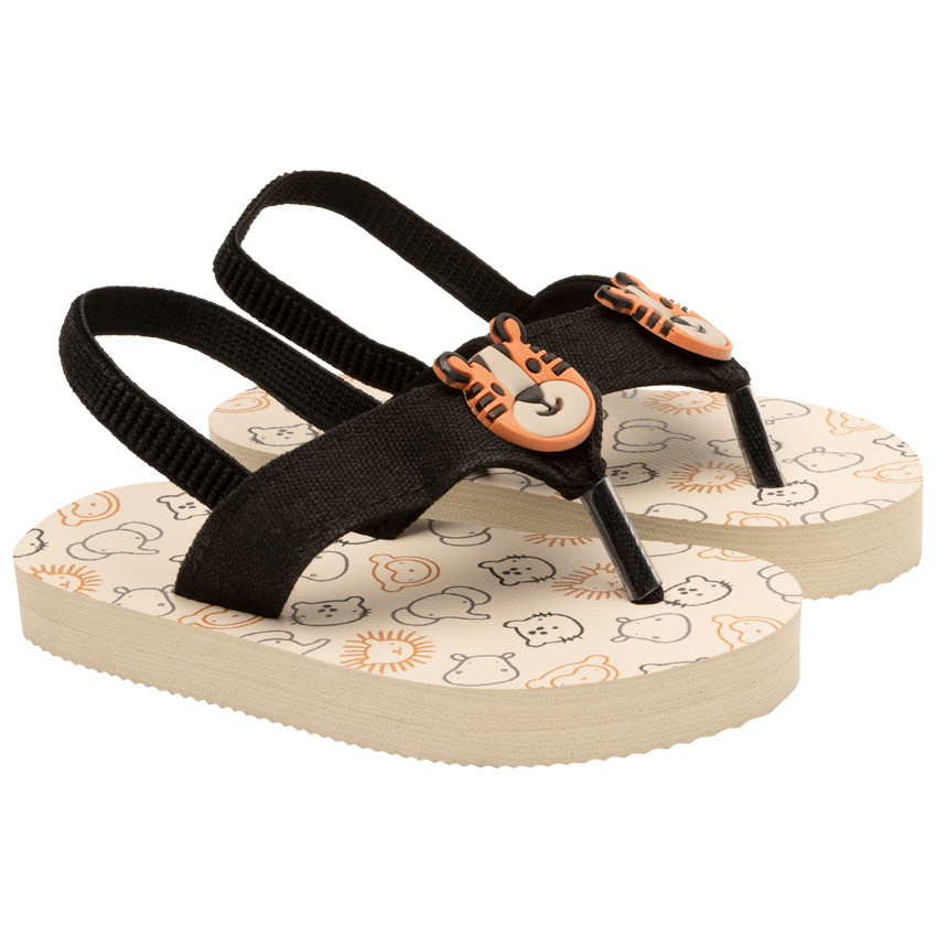 Tongs à bride souple imprimés avec badge tigre pour bébé garçon 