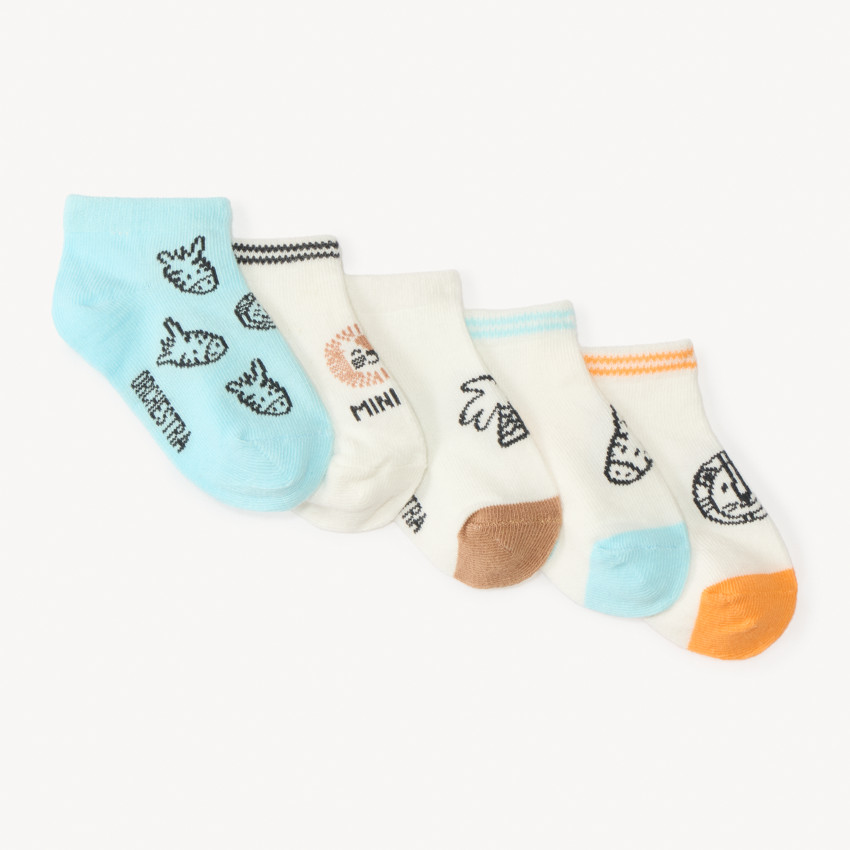 Lot de 5 chaussettes motif savane pour bébé garçon 