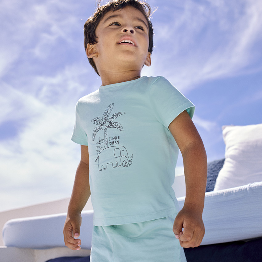 Set pyjama kort print olifant voor baby jongen 