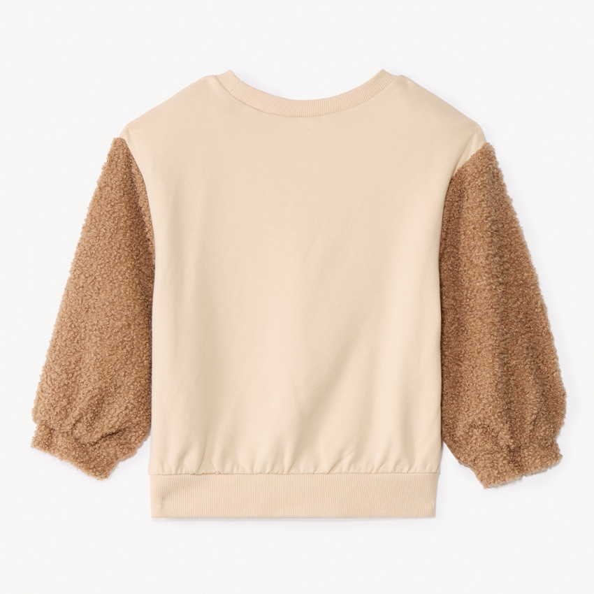Sweatshirt bimateriaal met sherpa lusjes voor babymeisje 
