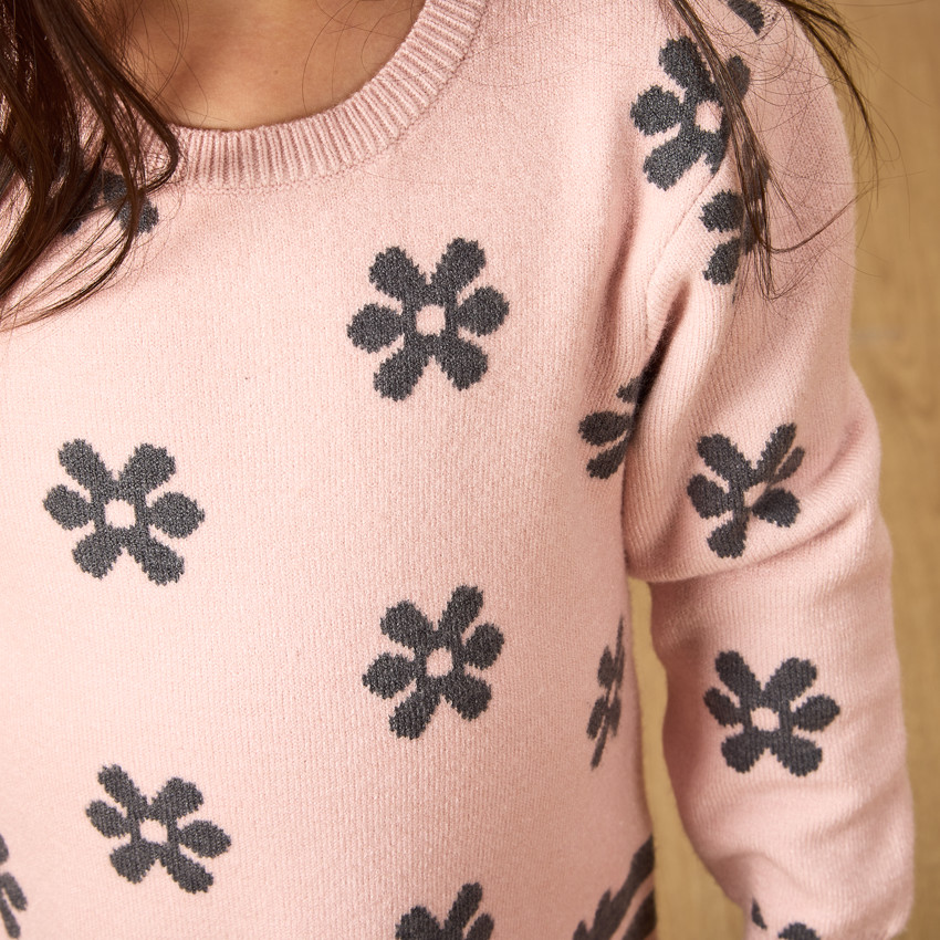 Robe pull en tricot motifs fantaisie pour bébé fille 