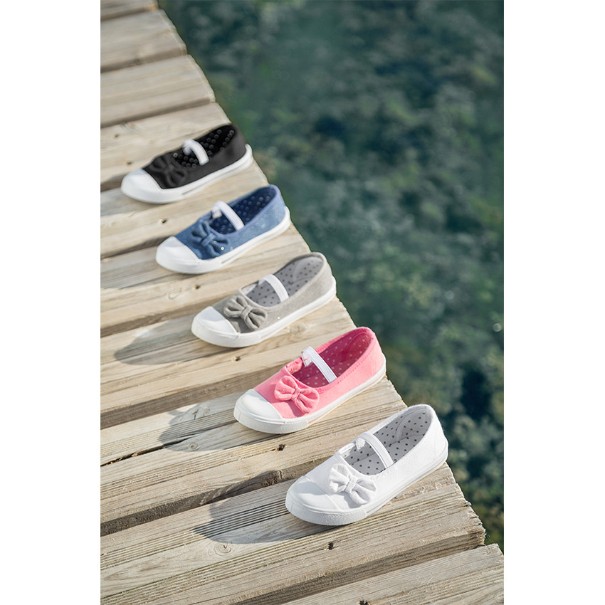 Babies en toile à élastique et nœud pour bébé fille 