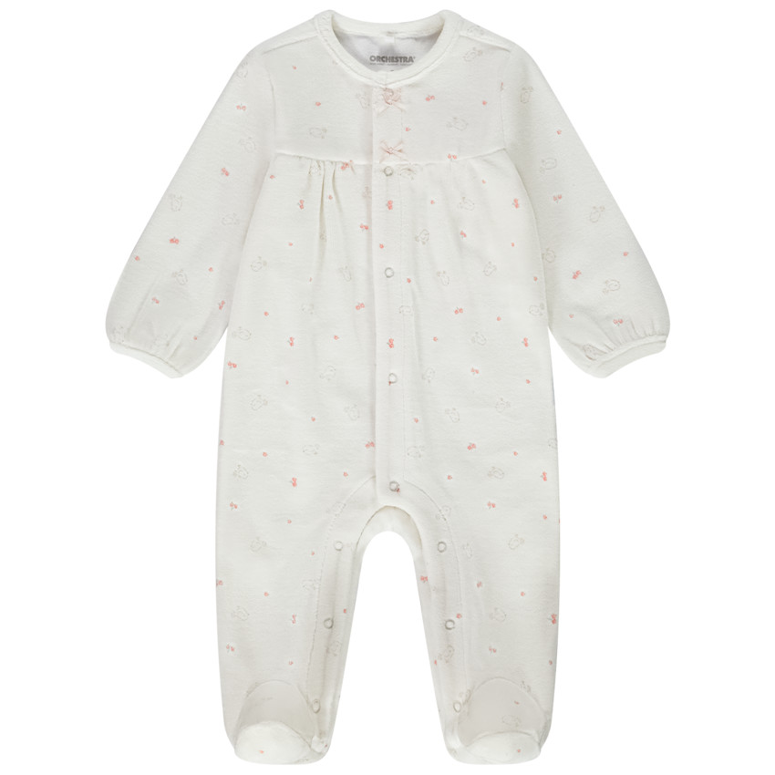 Dors-bien en velours imprimé fantaisie pour bébé fille 