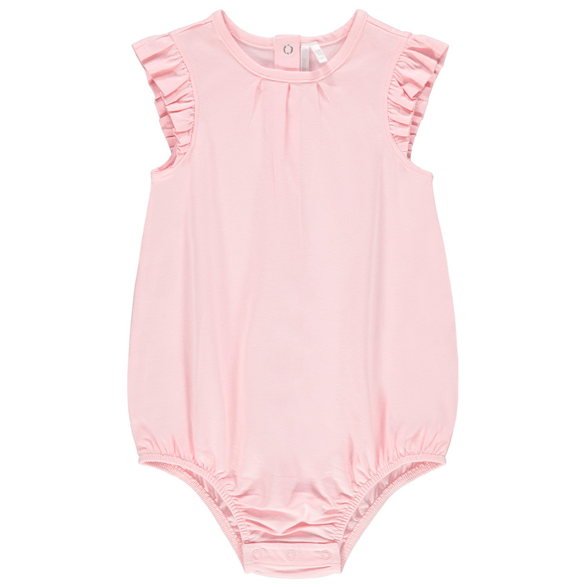 Korte katoenen jumpsuit met pofmouwen voor meisjes 