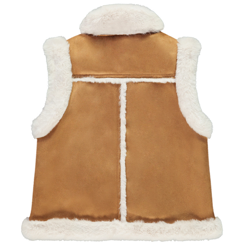 Veste perfecto sans manches effet fausse fourrure pour fille 