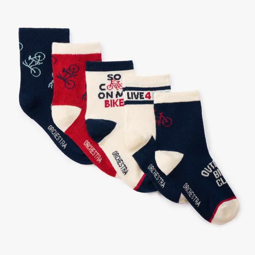 Lot de 5 paires de chaussettes motifs vélo pour garçon 