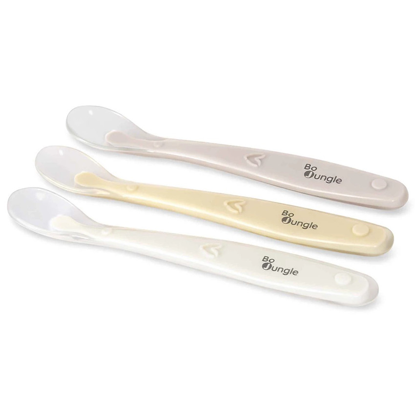 Lot de 3 cuillères silicone doux 3m+ Blanc/Dune/Terracotta 