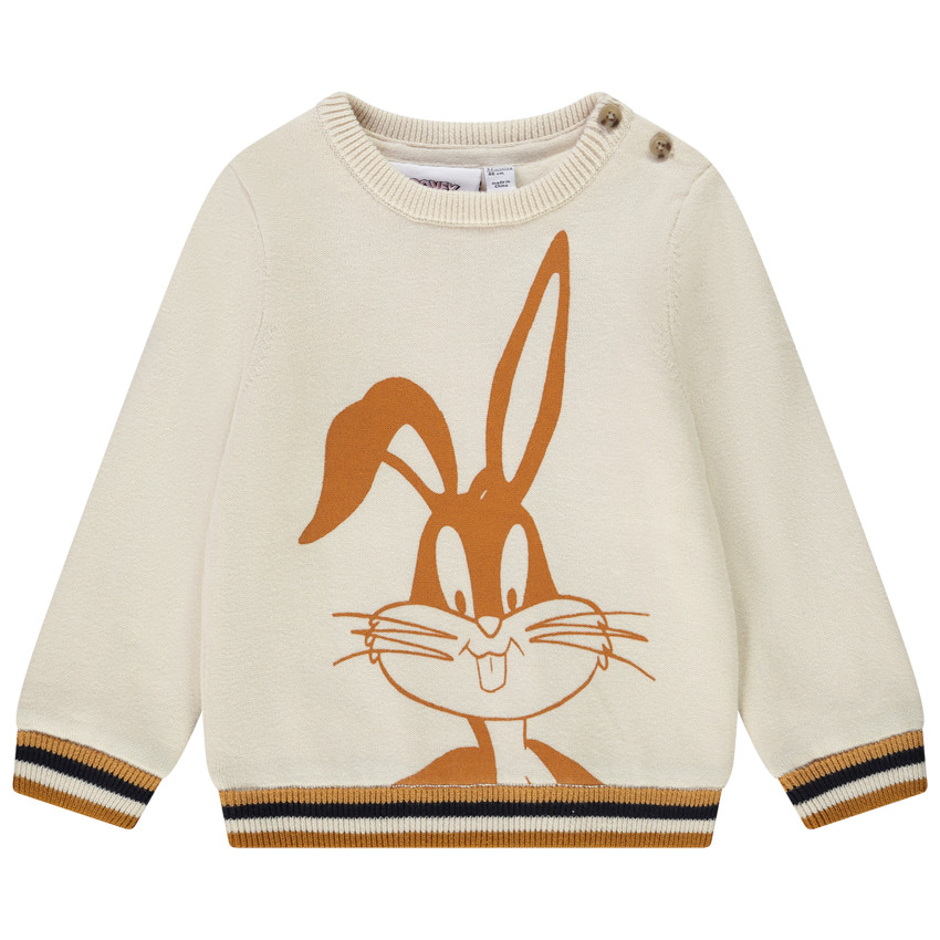 Pull en tricot print Bugs Bunny et détails à rayures pour bébé garçon 