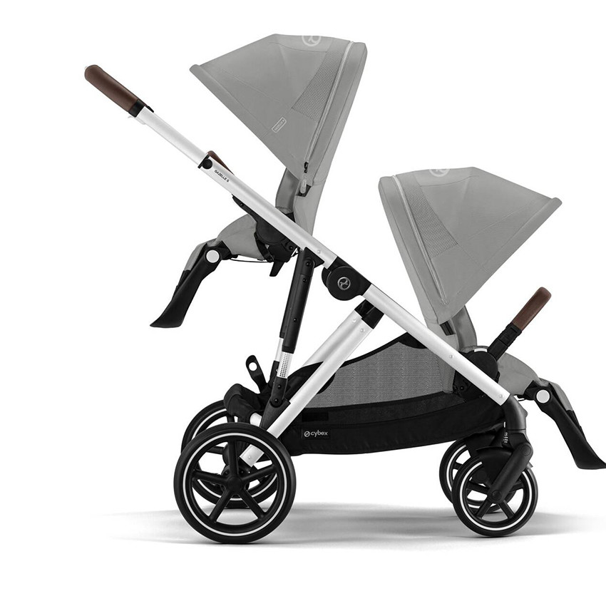 Poussette double avec panier Gazelle S silver/stone grey 
