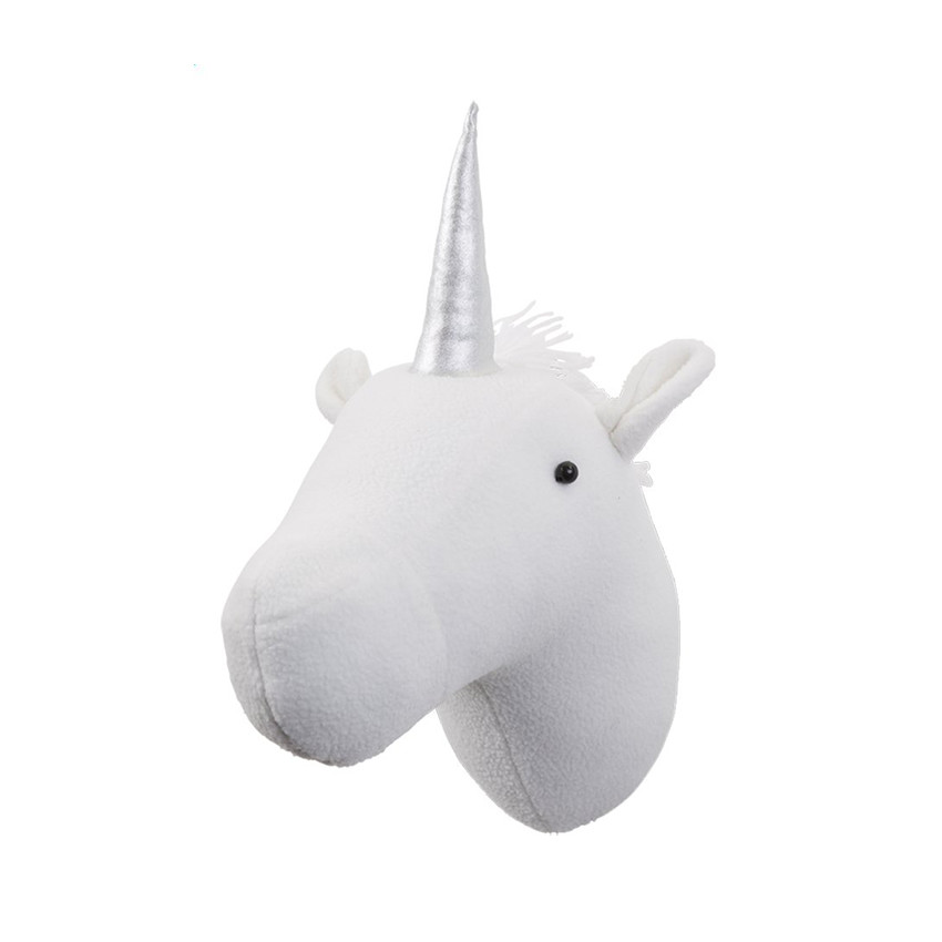 Décoration murale en feutre Licorne - Blanc/argent 
