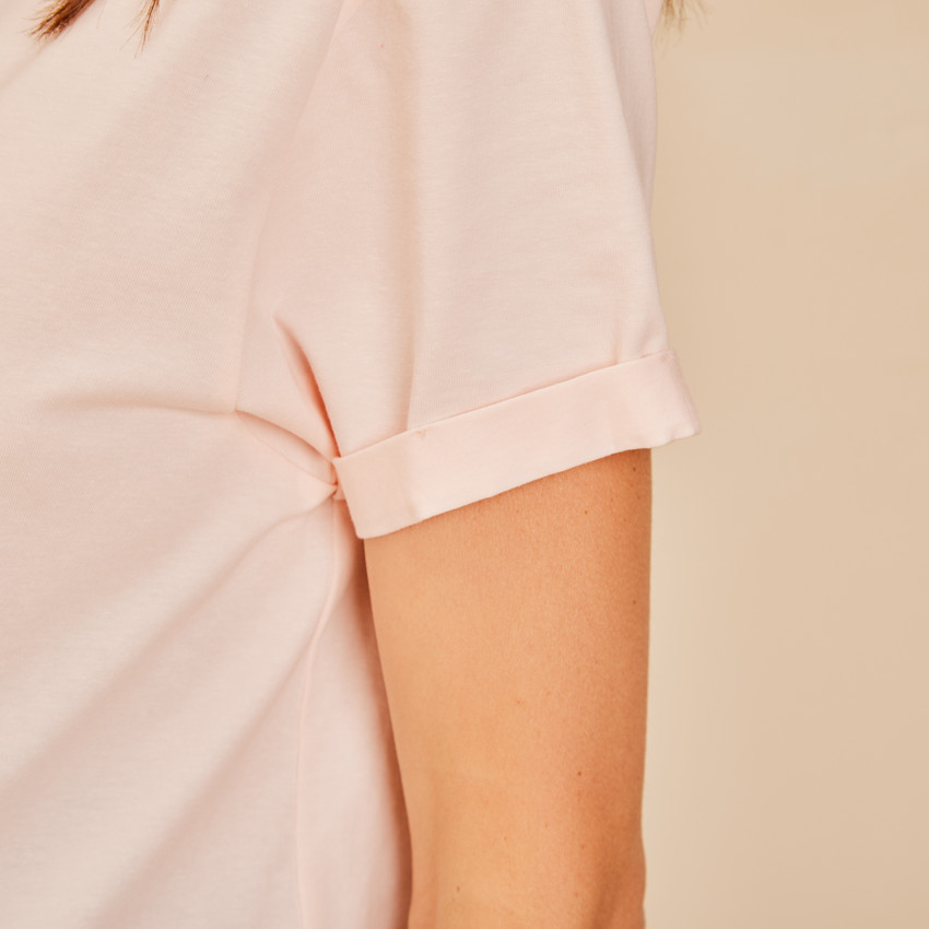 Roze oktober print T-shirt voor dames 