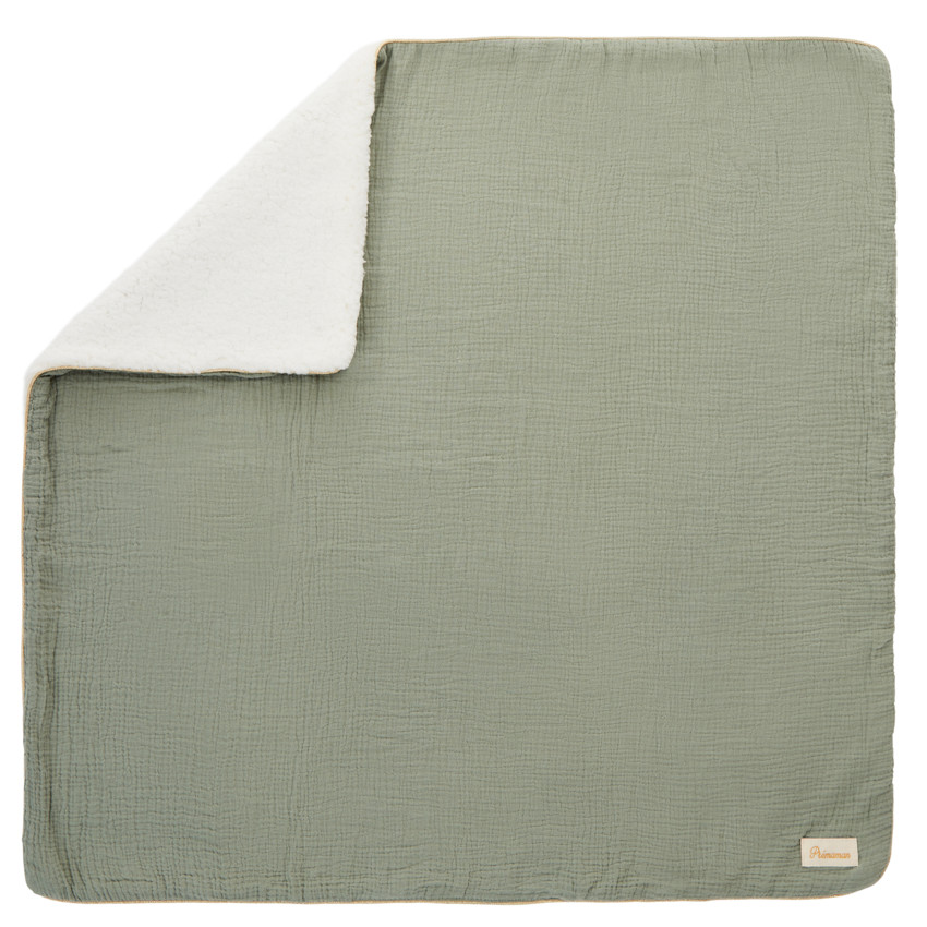 Tetra deken met dubbele sherpa 80 x 80 cm groen 