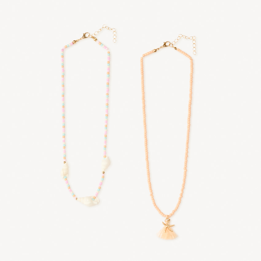 Set van 2 parelkettingen met schelp voor meisjes 