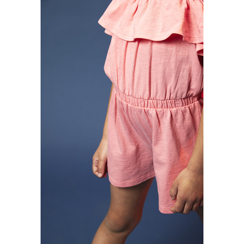 Korte jumpsuit met volant en bretellen meisjes 
