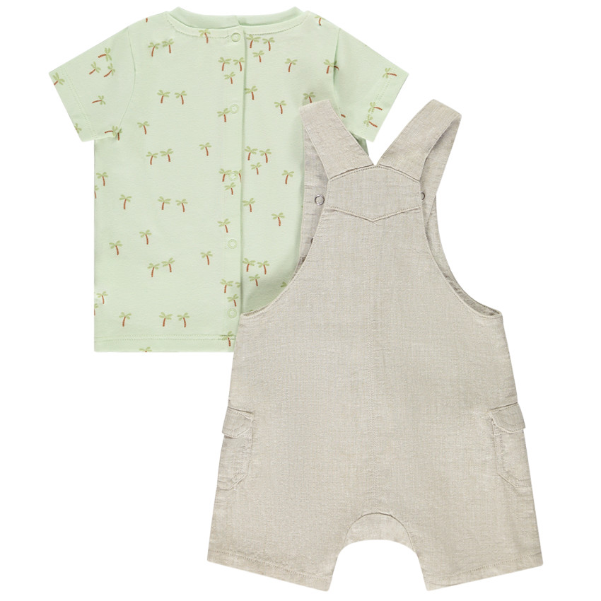 Ensemble salopette + t-shirt imprimé palmier pour bébé garçon  