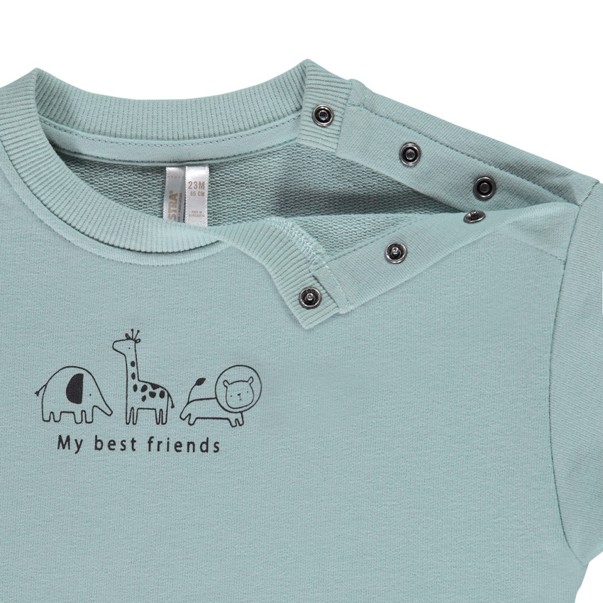 Gemoltonneerde set met sweater + effen joggingbroek met dierenprint voor babyjongens 