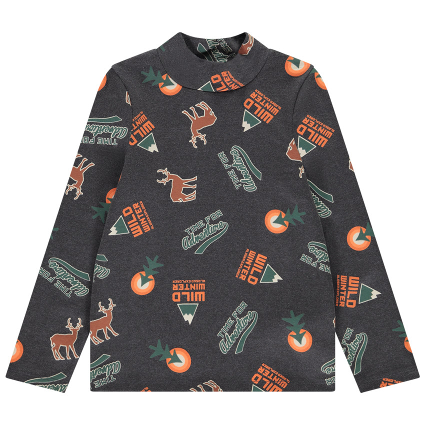 Sous-pull à col cheminée imprimé fantaisie pour garçon 