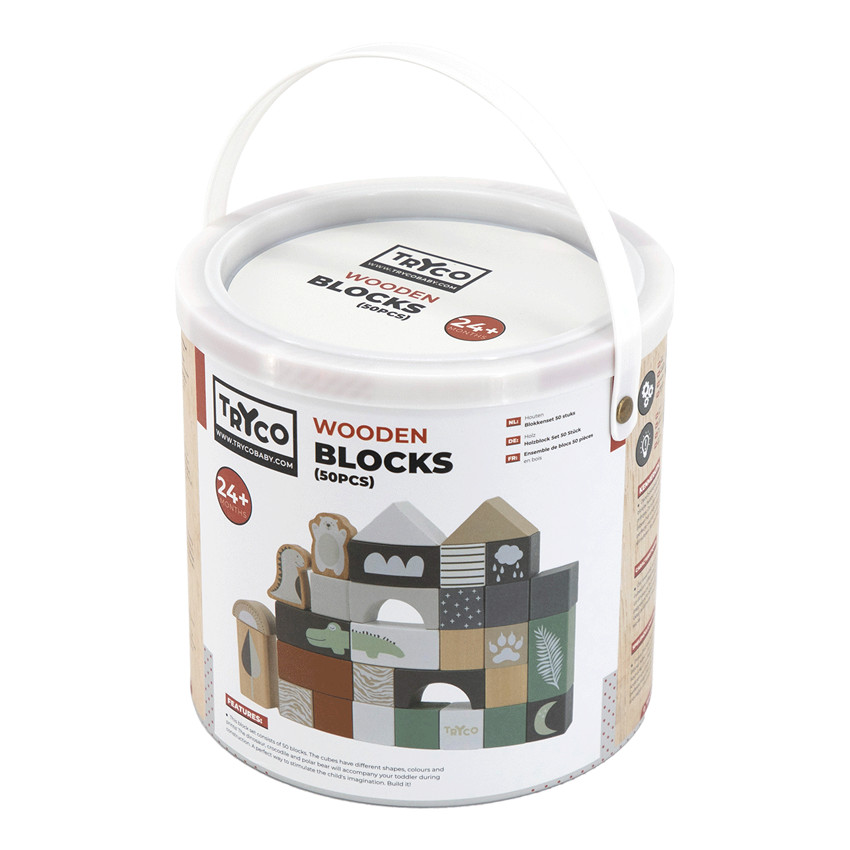 Jeu de construction en bois - 50 pièces 