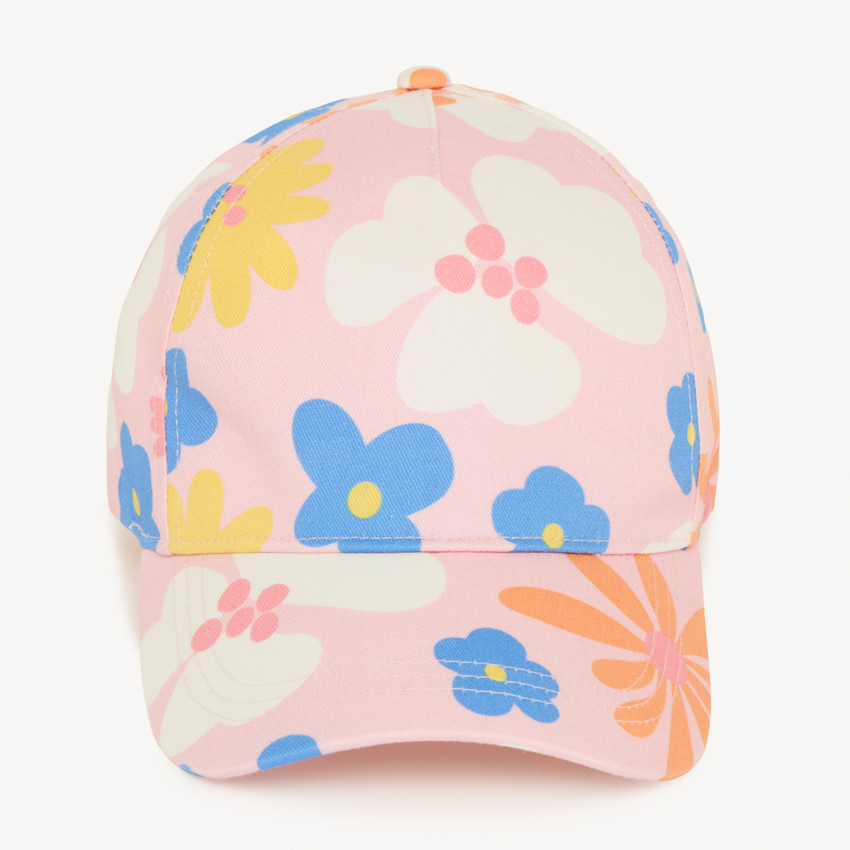 Casquette imprimée fleurs réglable par scratch pour fille 