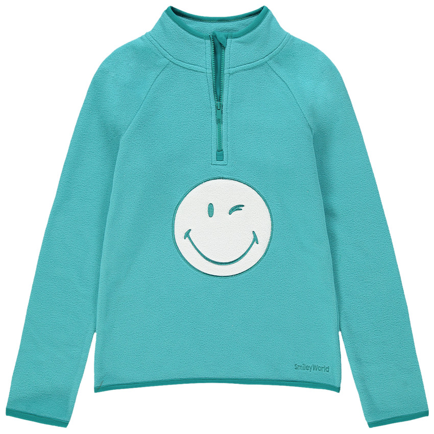 Sweat en polaire avec SmileyWorld brodé et col zippé 