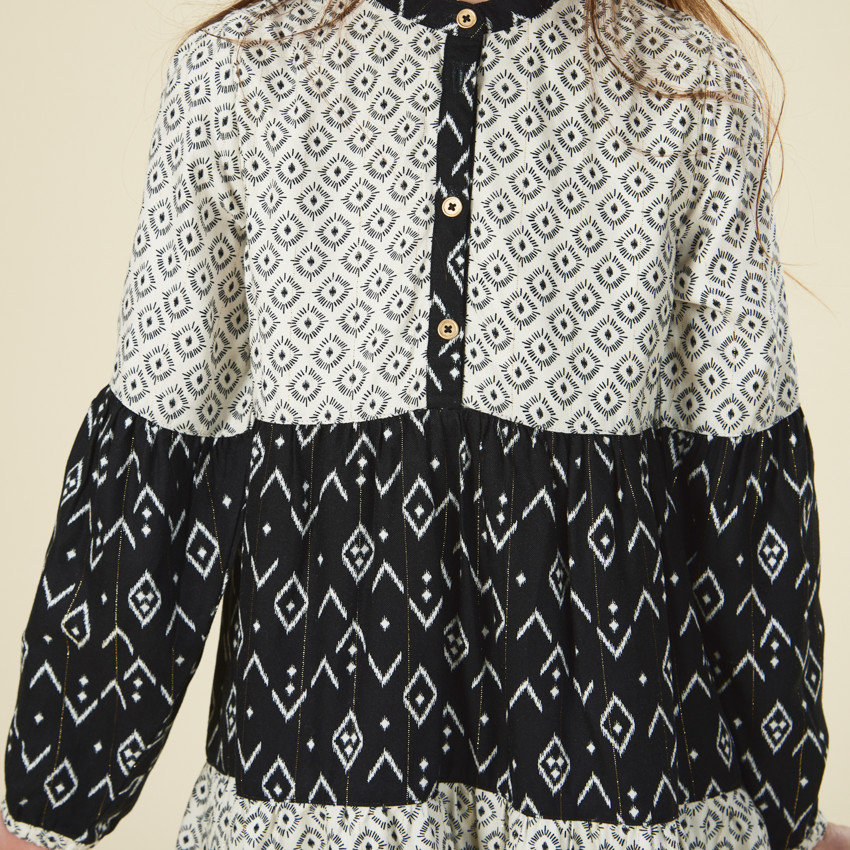 Lange mouwen jurk met ikat print voor meisjes 