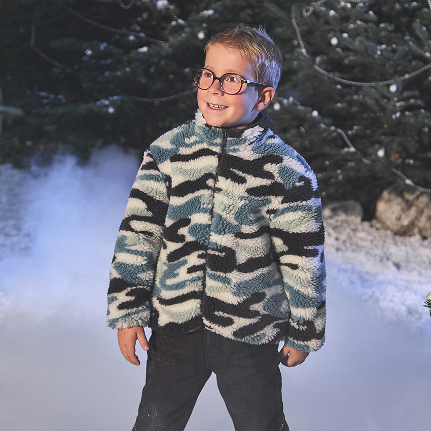 Veste en sherpa imprimé camouflage pour garçon 