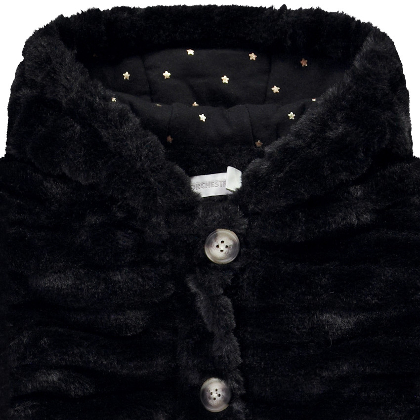 Manteau à capuche en fausse fourrure pour fille 