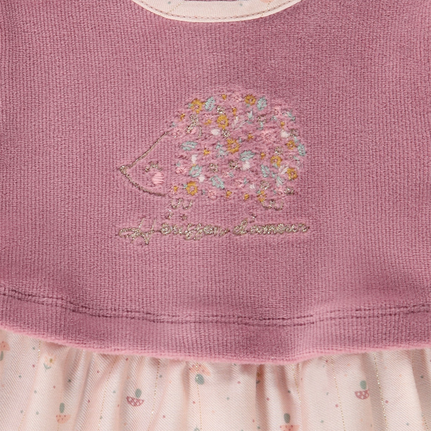 Tweedelige jurk met 2-in-1 effect geborduurde egel voor baby meisjes 