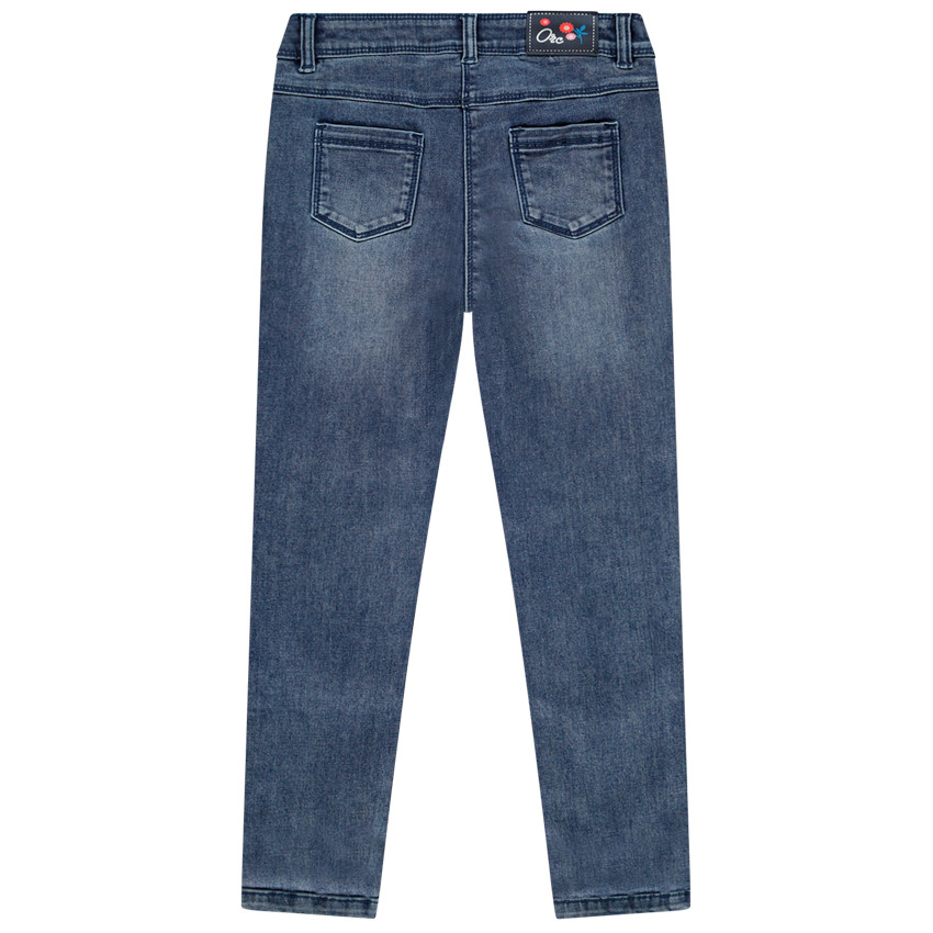 Jeans skinny femme taille basse NOEMIE dentelle broderie dorée
