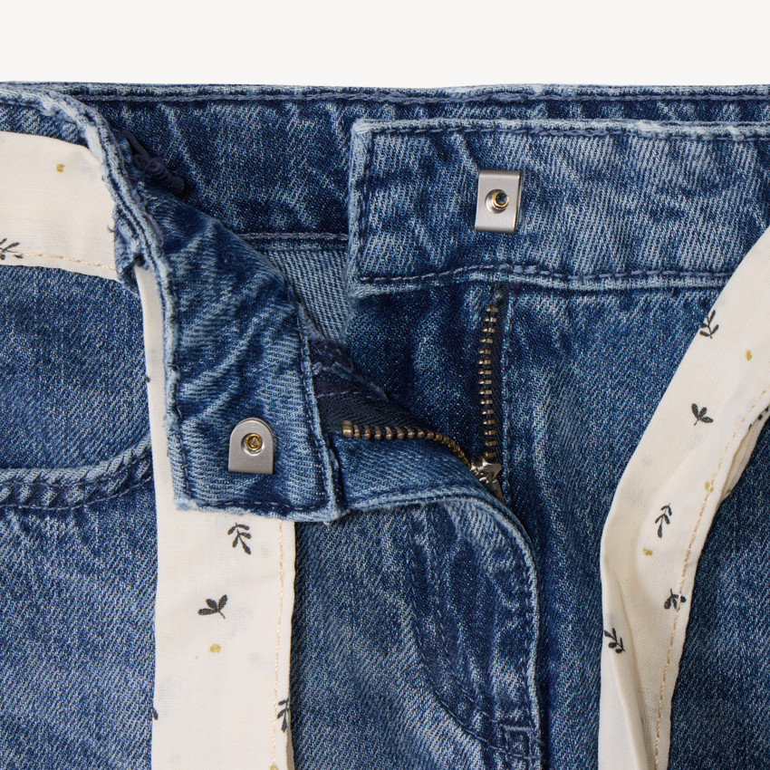 Jeans in denim mom fit met fantasie halsdoek voor meisjes 